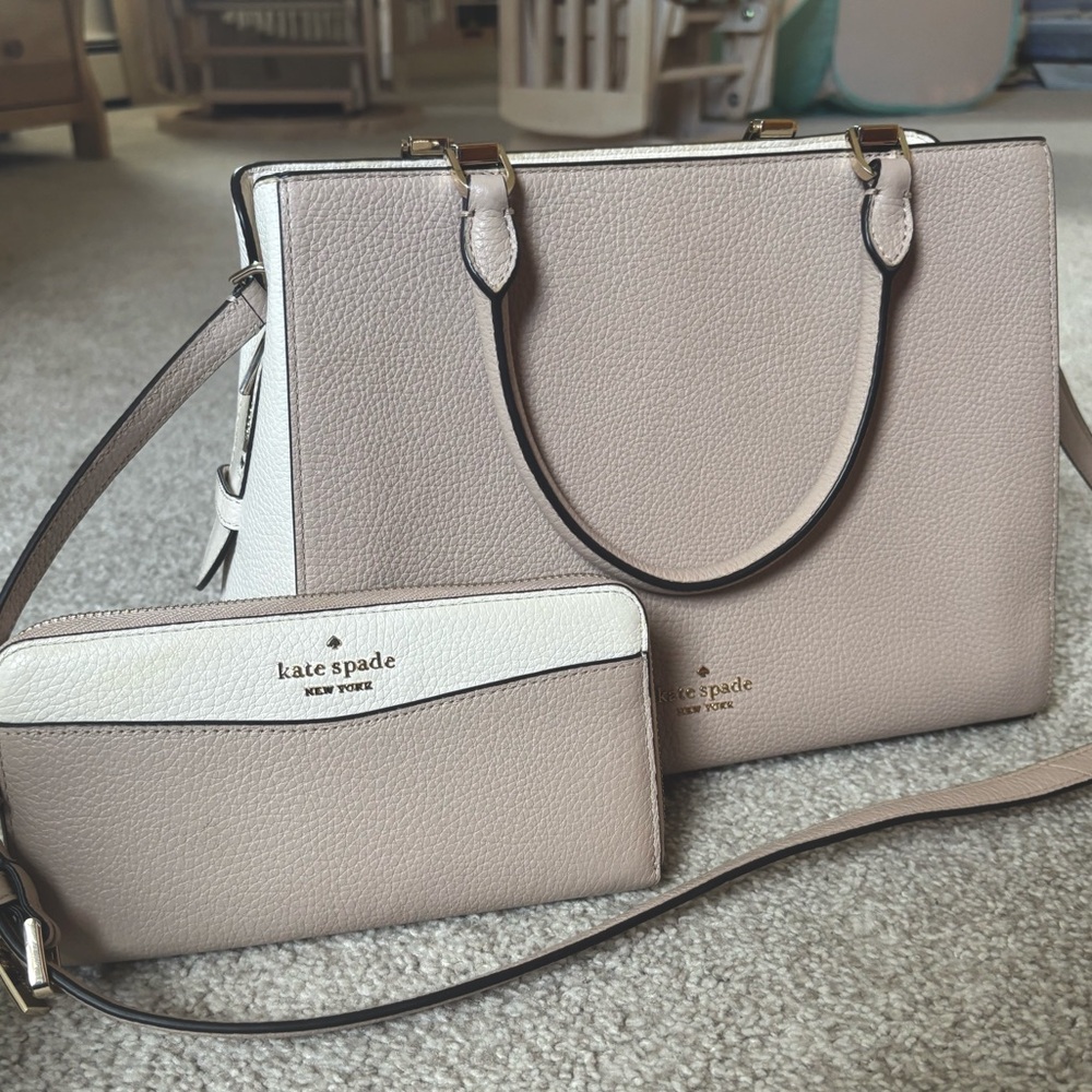Kate Spade Leila Medium Triple Compartment Satchel with a matching wallet